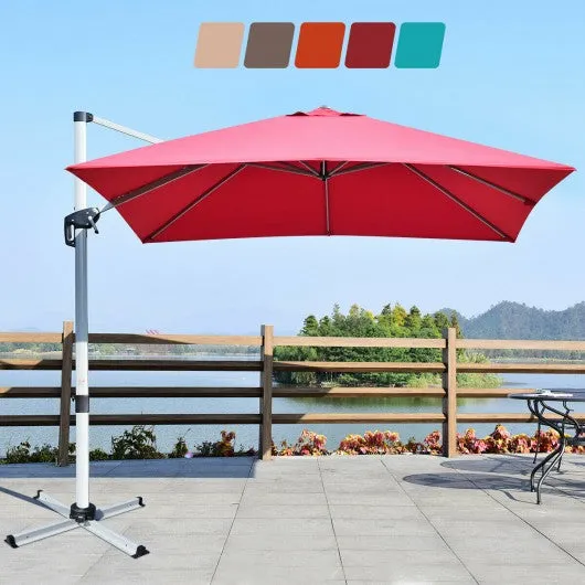 10 ft Tilt Aluminum Square Patio Offset Cantilever Umbrella without Weight Base