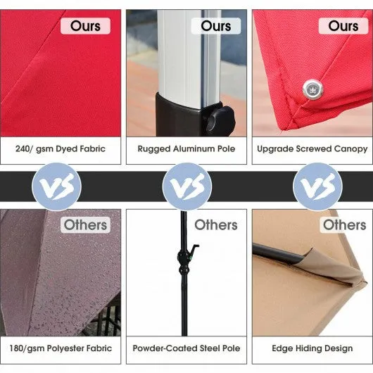 10 ft Tilt Aluminum Square Patio Offset Cantilever Umbrella without Weight Base