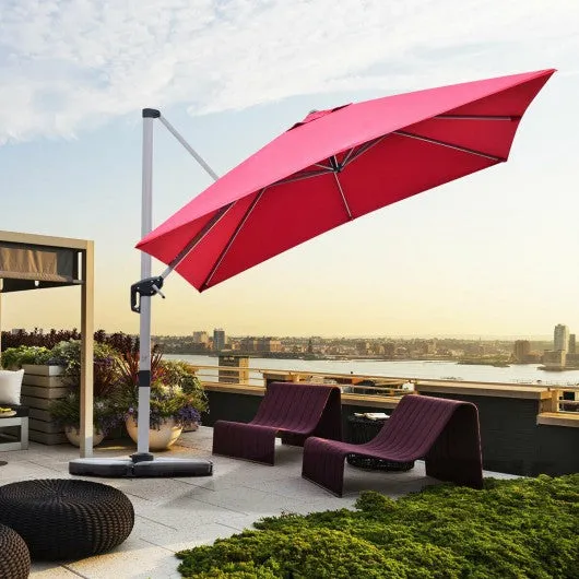 10 ft Tilt Aluminum Square Patio Offset Cantilever Umbrella without Weight Base