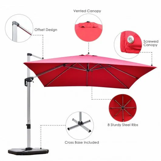 10 ft Tilt Aluminum Square Patio Offset Cantilever Umbrella without Weight Base