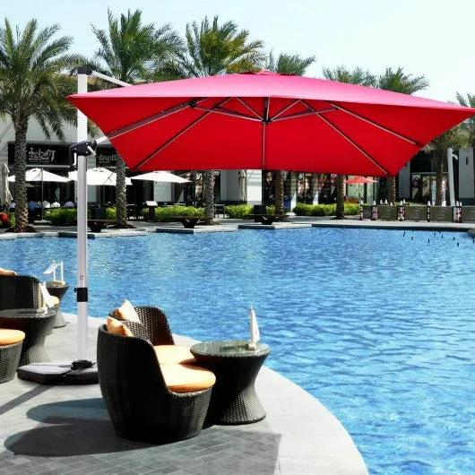 10 ft Tilt Aluminum Square Patio Offset Cantilever Umbrella without Weight Base