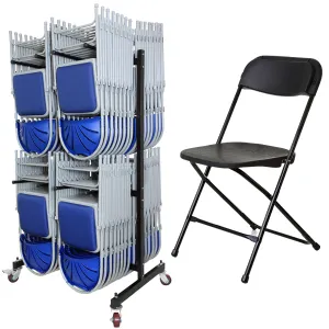 112 x Classic Straight Back Folding Chair   Trolley Bundle
