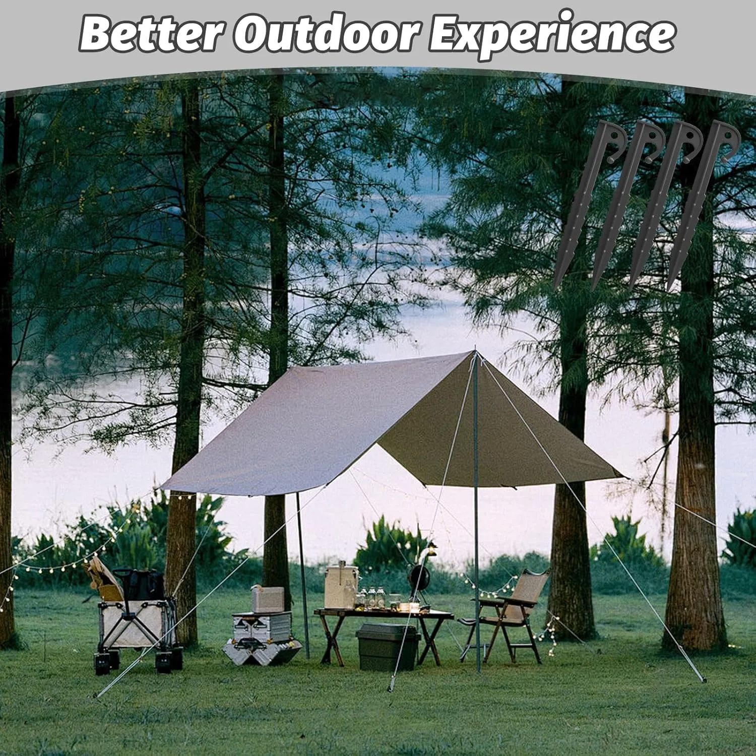 12 Pack Plastic Tent Stakes,5.7 inches, Ideal for Sand, Camping, Backpacking, Beach, Garden, and Lawn use. Durable, Rust-Resistant, and Reliable Support.(Black)