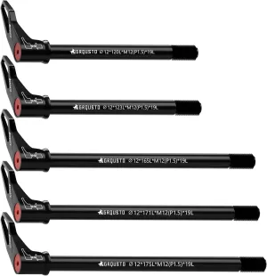 1.5mm Thread Pitch Front Rear Quick Release Thru Axles for Bicyle Suspension Forks Rigid Forks and Bike Rear Frame, Free Rotating Handle Road Mountain Bike Axle: 12mm x 120mm to 175mm Includes 5 Size