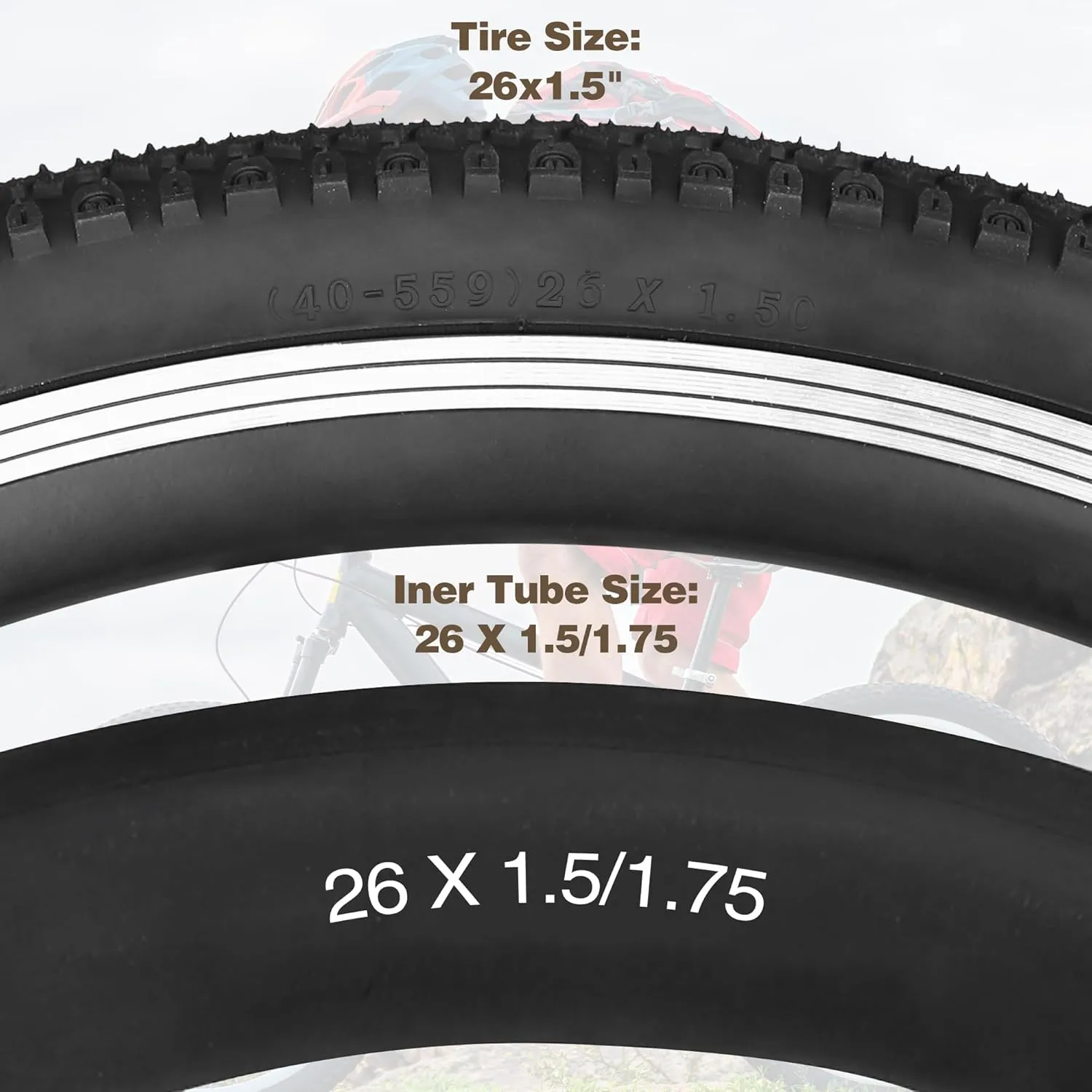 24X1.5/26X1.5 Bike Tire 2 Pack Bike Tires with 24/26 x 1.5-1.75 Bike Inner Tube for 24/26 Inch Bicycles, Vintage Bicycle, Folding Bike, Ladies Bike, Cruiser Bike