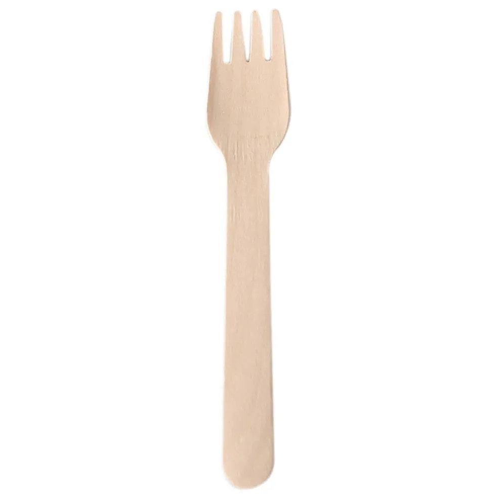 400 X Disposable Wooden Cutlery Bulk Bamboo Party 160mm - Spoons/Knives/Forks