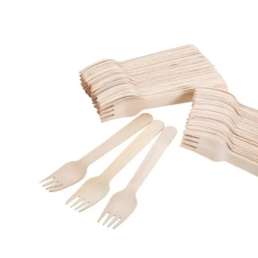 400 X Disposable Wooden Cutlery Bulk Bamboo Party 160mm - Spoons/Knives/Forks
