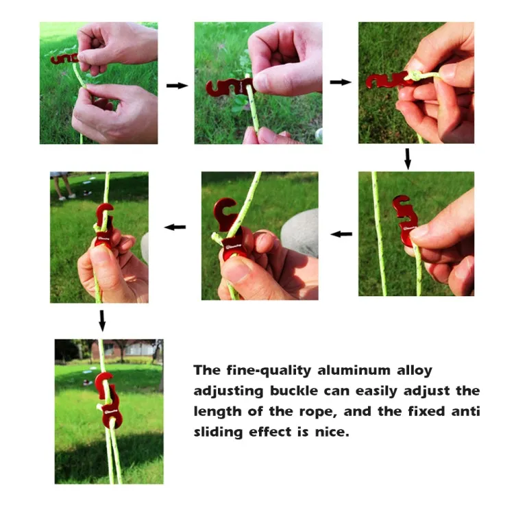 4m x 4 Rolls Outdoor Camping Tent Canopy Wind Rope Luminous Multi-Function Wind Rope Buckle Tent Fixed Rope( S Buckle-Black)