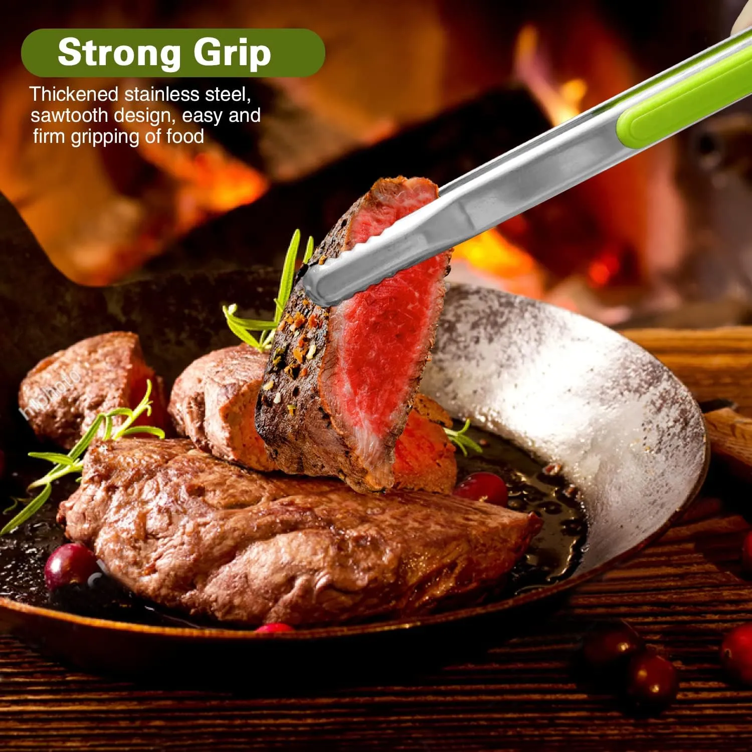 4Pcs Stainless Steel Kitchen Tongs for Cooking - 10" Metal Food Tongs With Non-Slip Comfort Grip, High Heat Resistant for BBQ, Non-Stick, Grilling and Serving