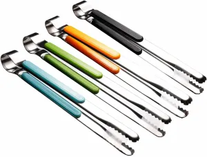 4Pcs Stainless Steel Kitchen Tongs for Cooking - 10" Metal Food Tongs With Non-Slip Comfort Grip, High Heat Resistant for BBQ, Non-Stick, Grilling and Serving