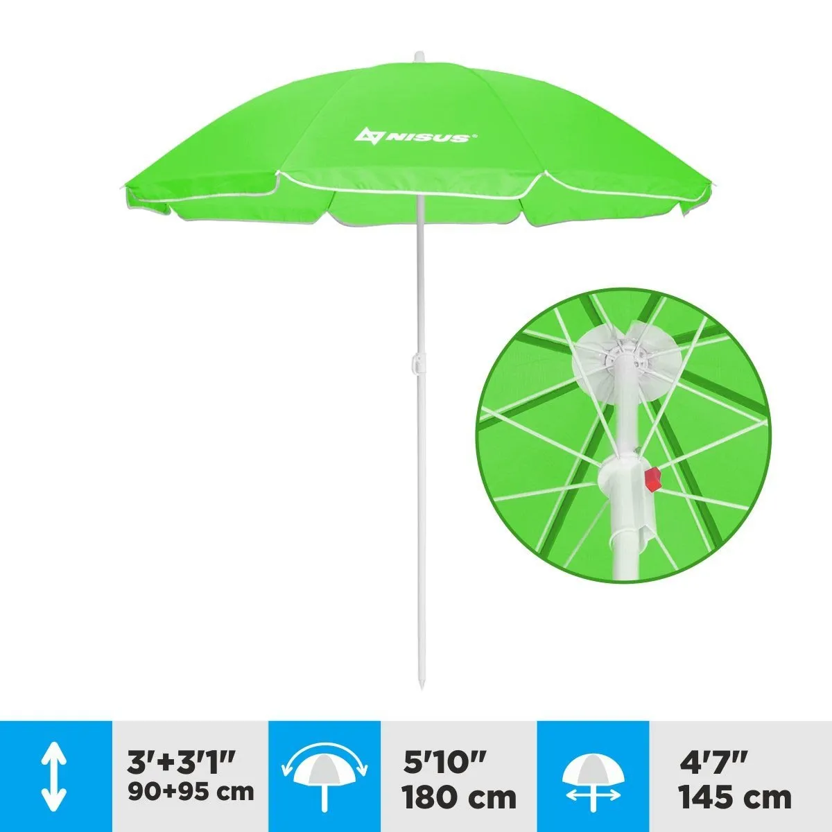 5, 6 ft Wholesale Green Folding Beach Umbrella with Carry Bag