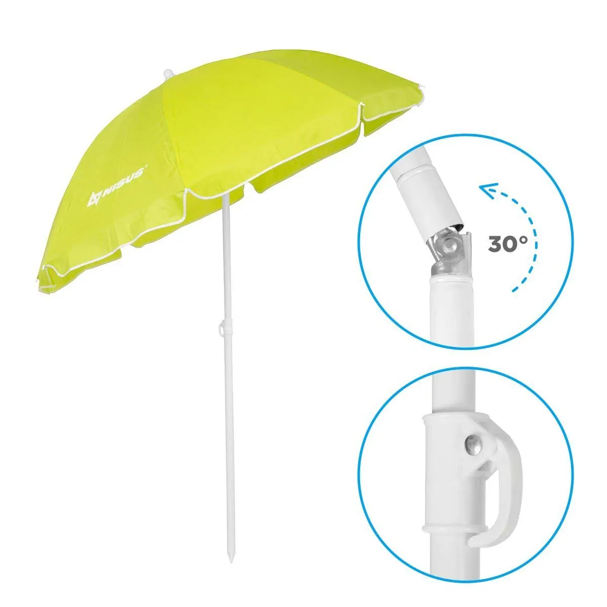5, 6 ft Wholesale Lime Green Folding Tilting Beach Umbrella with Carry Bag