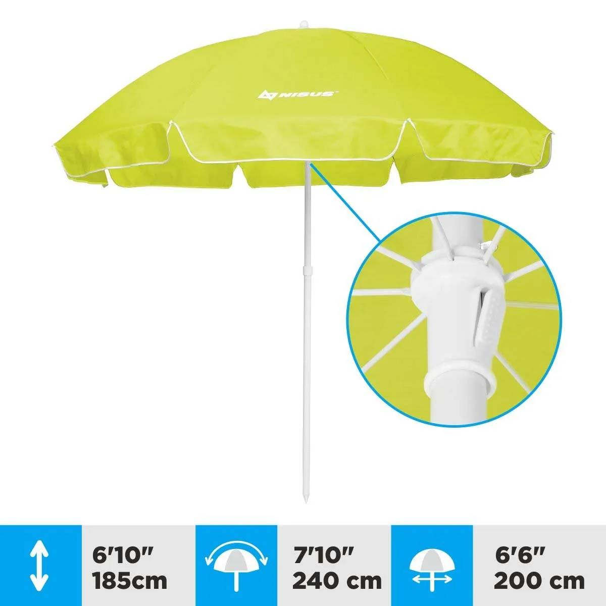 5, 6 ft Wholesale Lime Green Folding Tilting Beach Umbrella with Carry Bag