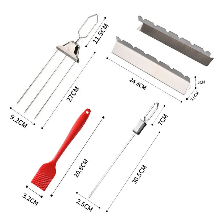 6pcs /Pack 1 Way Skewer Stainless Steel BBQ Skewers Semi-Automatic Barbecue Fork