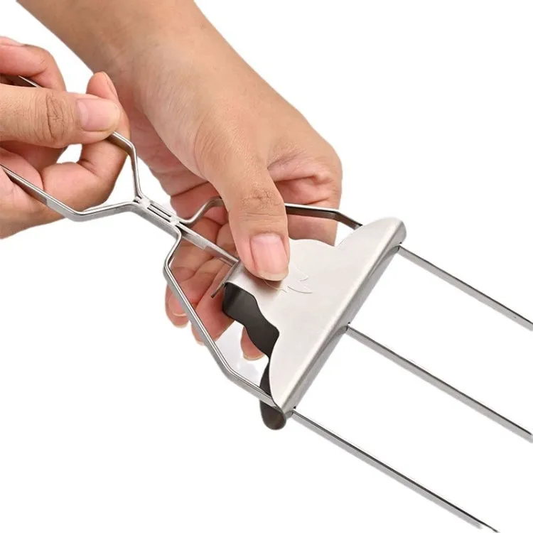 6pcs /Pack 1 Way Skewer Stainless Steel BBQ Skewers Semi-Automatic Barbecue Fork