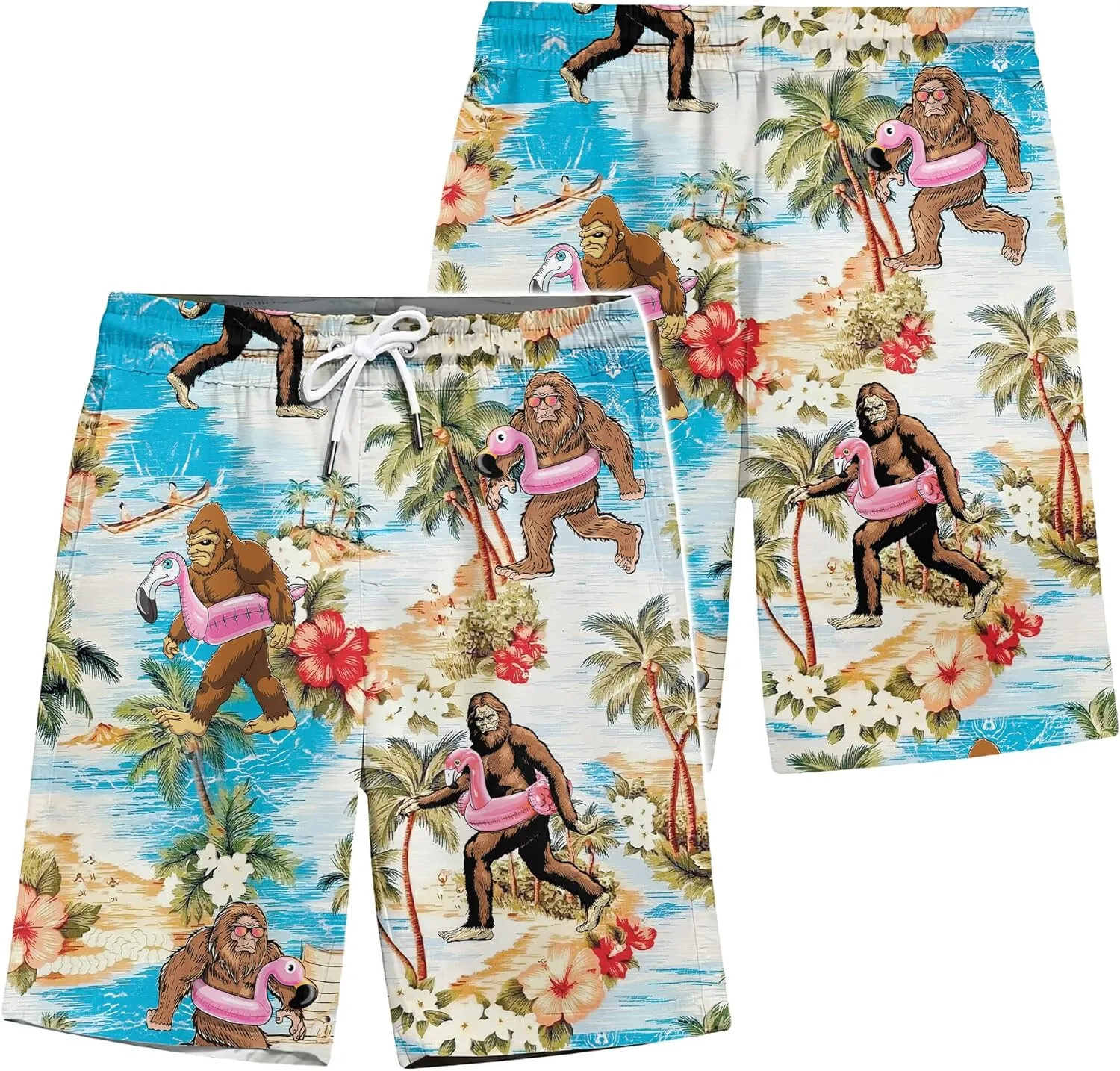ACEPrints Funny Hawaiian Shorts for Men Casual Shorts Men Retro Hawaiian Mens Shorts Swim Shorts for Men Mens Swim Trunks