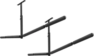 Adjustable Double SUP Standup Paddleboard Surboard Storage Rack, Heavy Duty Indoor Kayak Paddle Fishing Rod Snowboard Overhead Ceilling Mount Hanger for Garage, each Side Holds up to 75Lbs