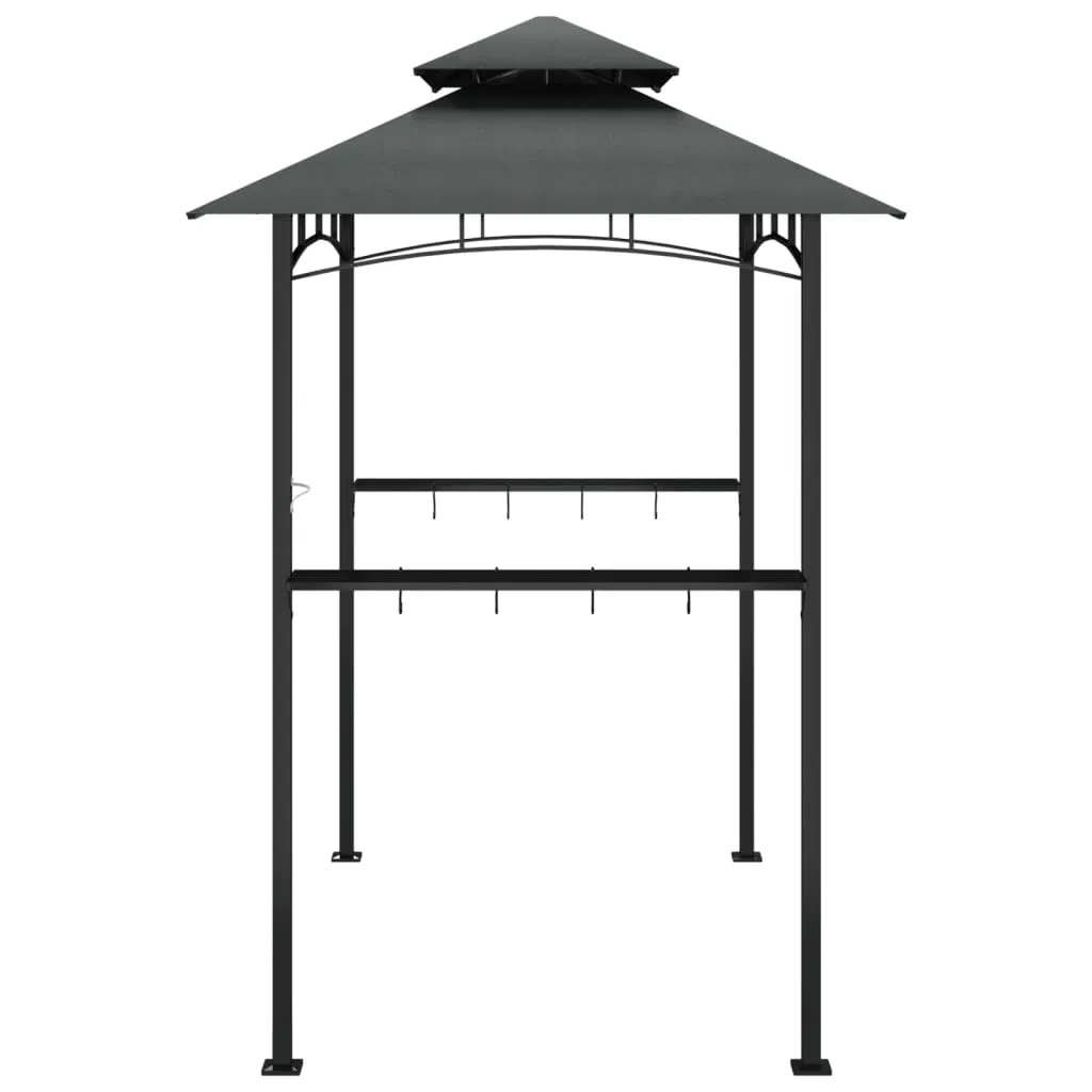BBQ Gazebo with Side Shelves Anthracite 240x150x243 cm Steel