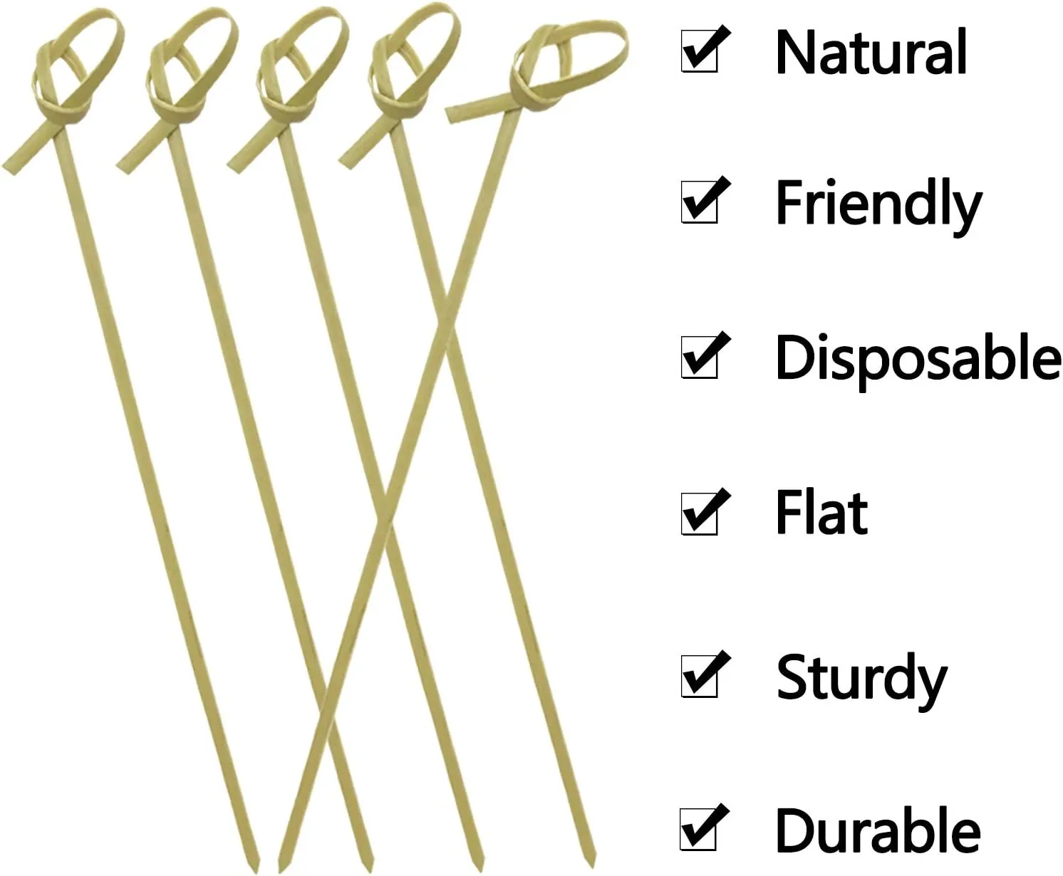 BLUE TOP Bamboo Cocktail Skewers Picks 6 Inch Pack 400 with Looped Knot Toothpicks for Appetizers,Cocktail Parties,Barbecue Snacks,Club Sandwiches,Fruits,Drinks.