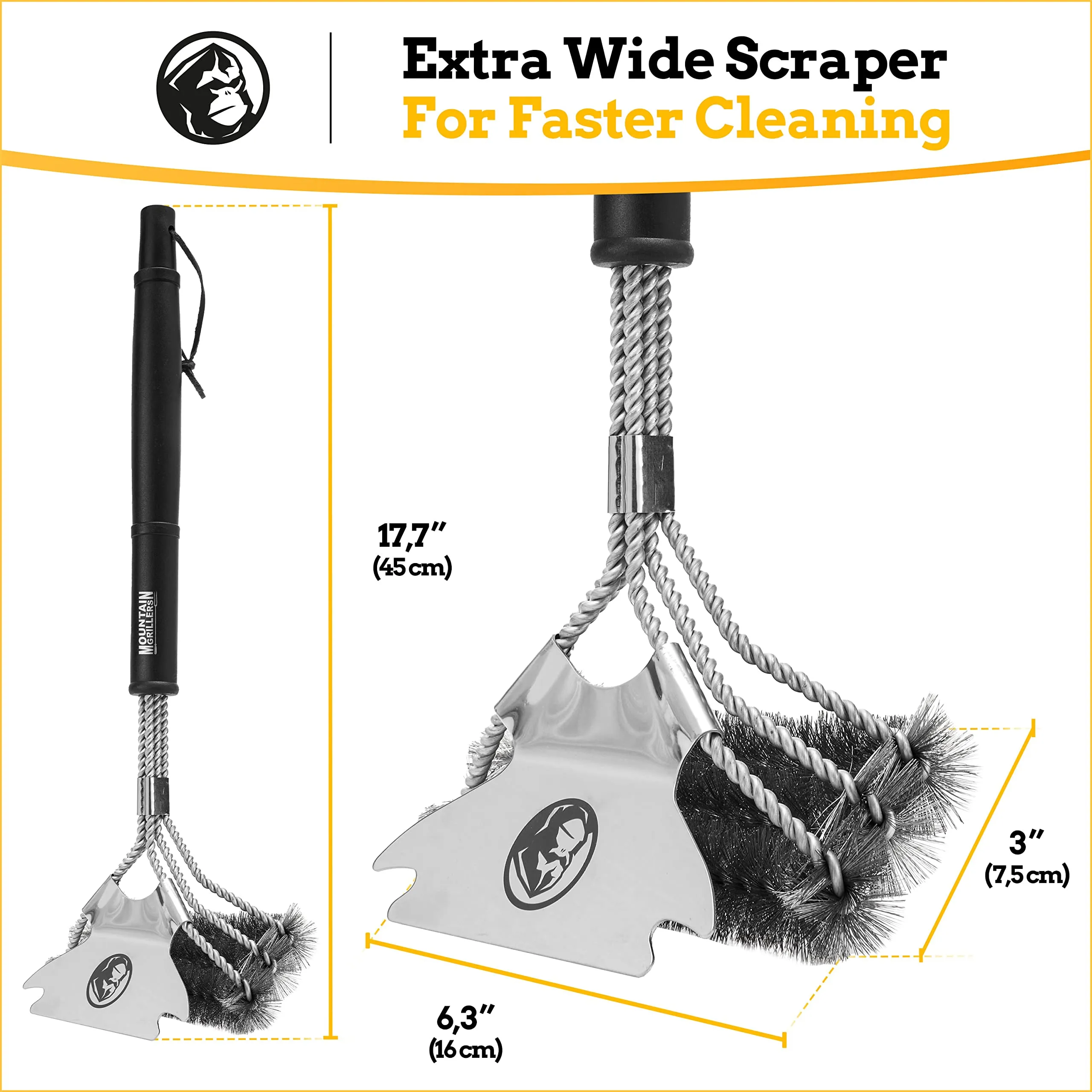 Bristle Free Grill Brush With  Scraper - Prevent Flare Ups For That Perfect Checkerboard Steak