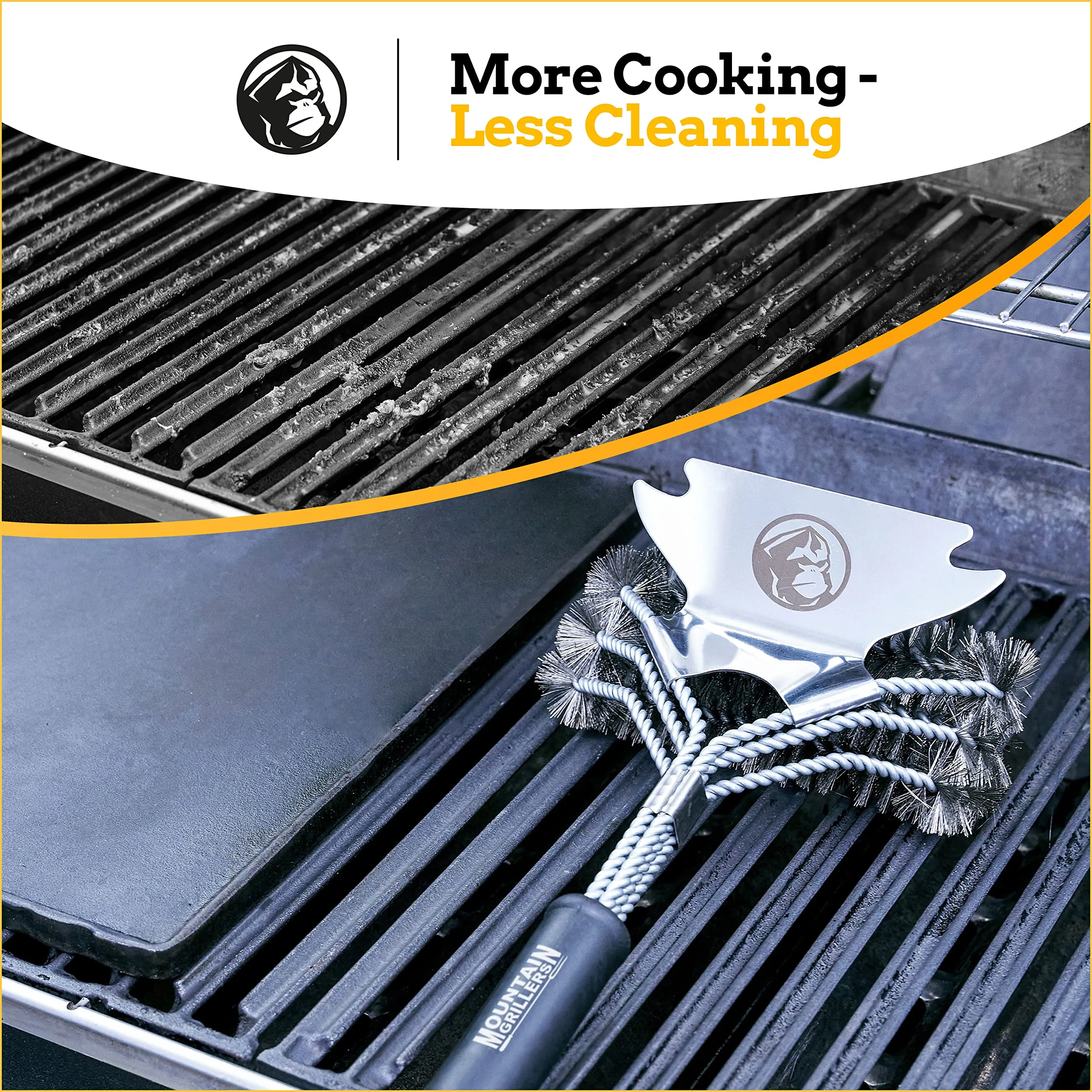 Bristle Free Grill Brush With  Scraper - Prevent Flare Ups For That Perfect Checkerboard Steak
