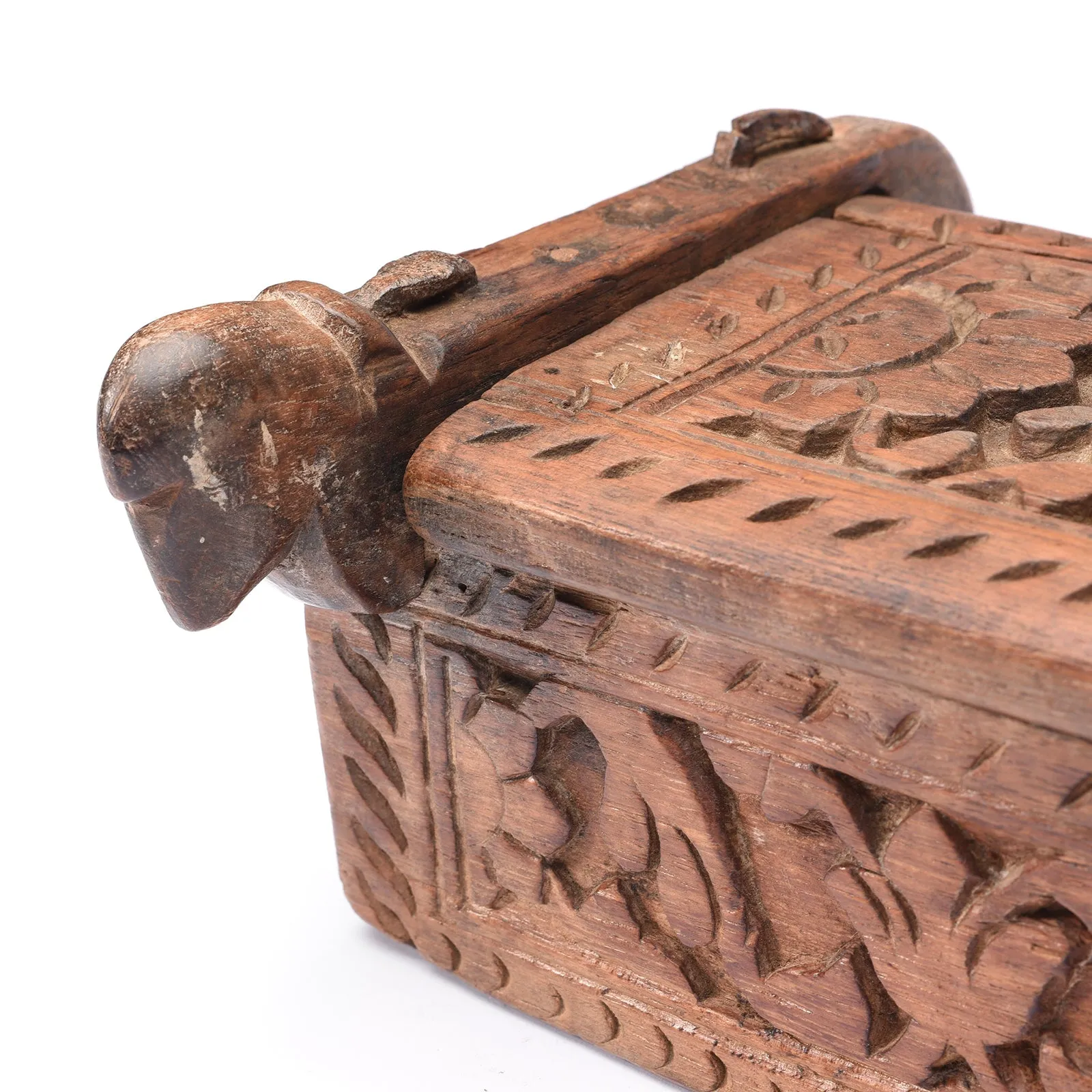Carved Teak Harpa Box From Southern Rajasthan - Ca 1920's
