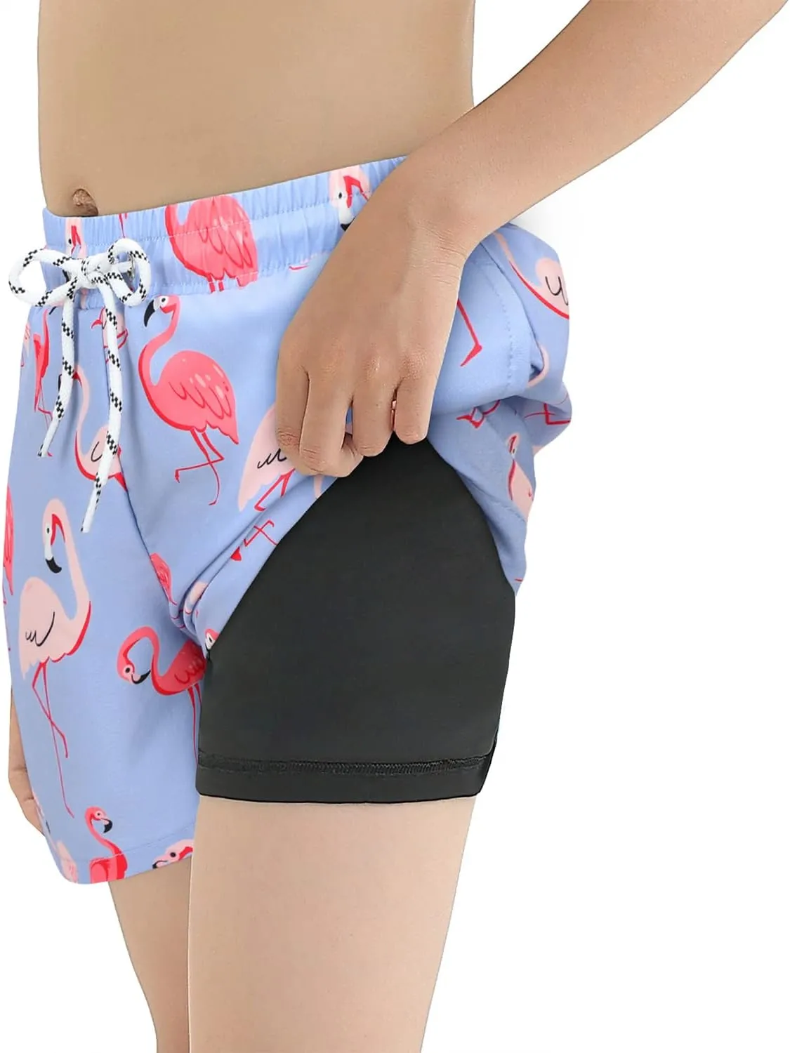 CULACCINO Boys Swim Trunks Boxer Brief Liner Anti Chafe Toddler Swim Shorts Boy Bathing Suit with Compression Liner 2-16T
