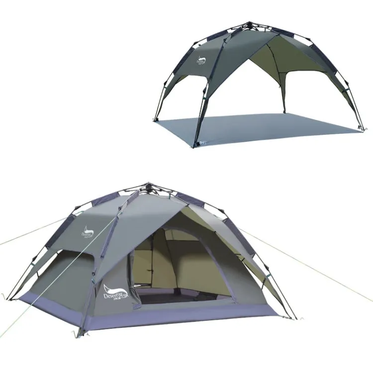 Desert&Fox Outdoor Travel Camp Tent Beach Automatic Easily Building Tent for 3-4 People(Army Green)