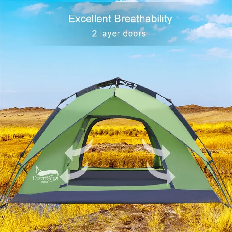 Desert&Fox Outdoor Travel Camp Tent Beach Automatic Easily Building Tent for 3-4 People(Army Green)