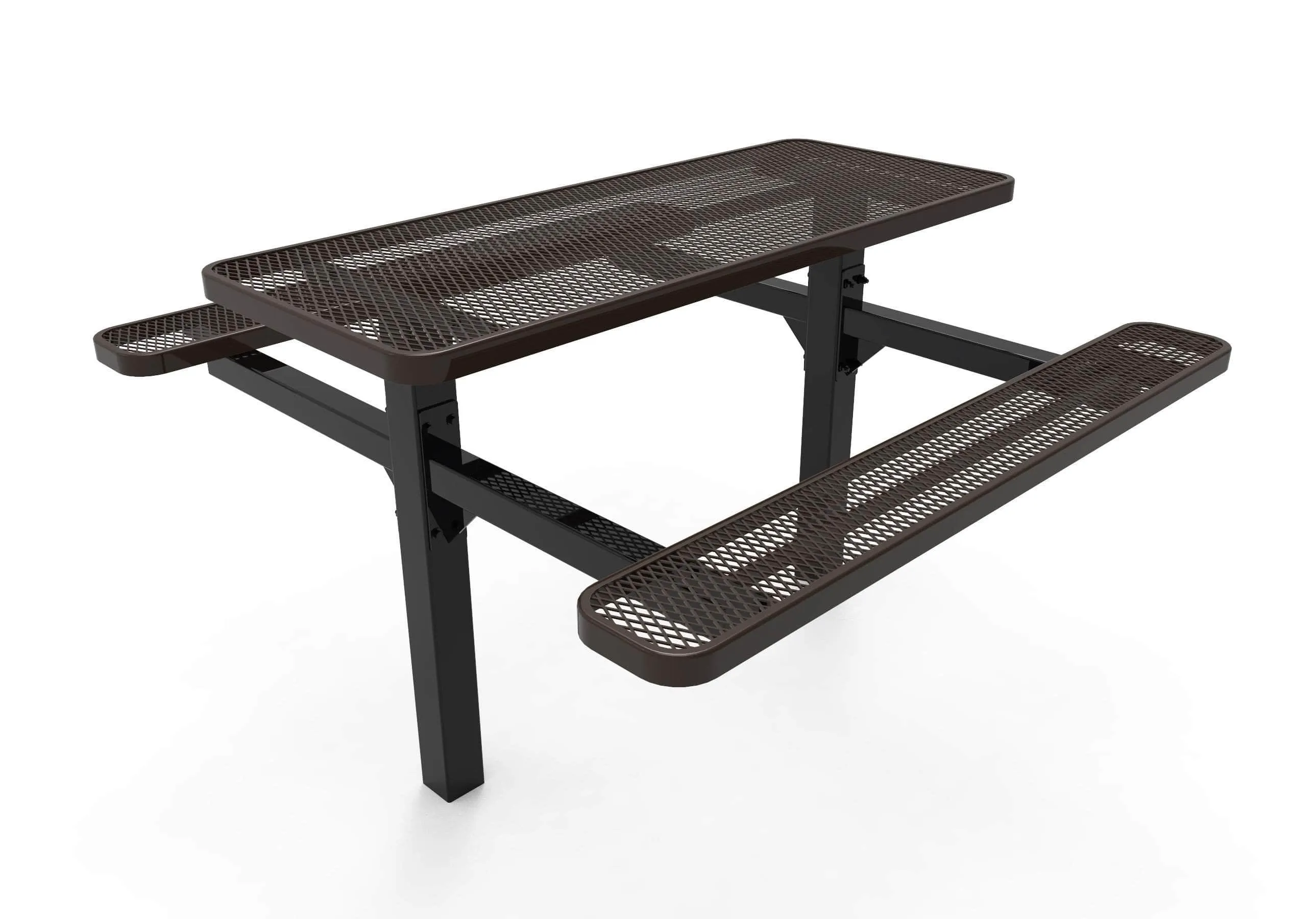 Double Pedestal Rectangular Picnic Table - Diamond Pattern - Inground Mount