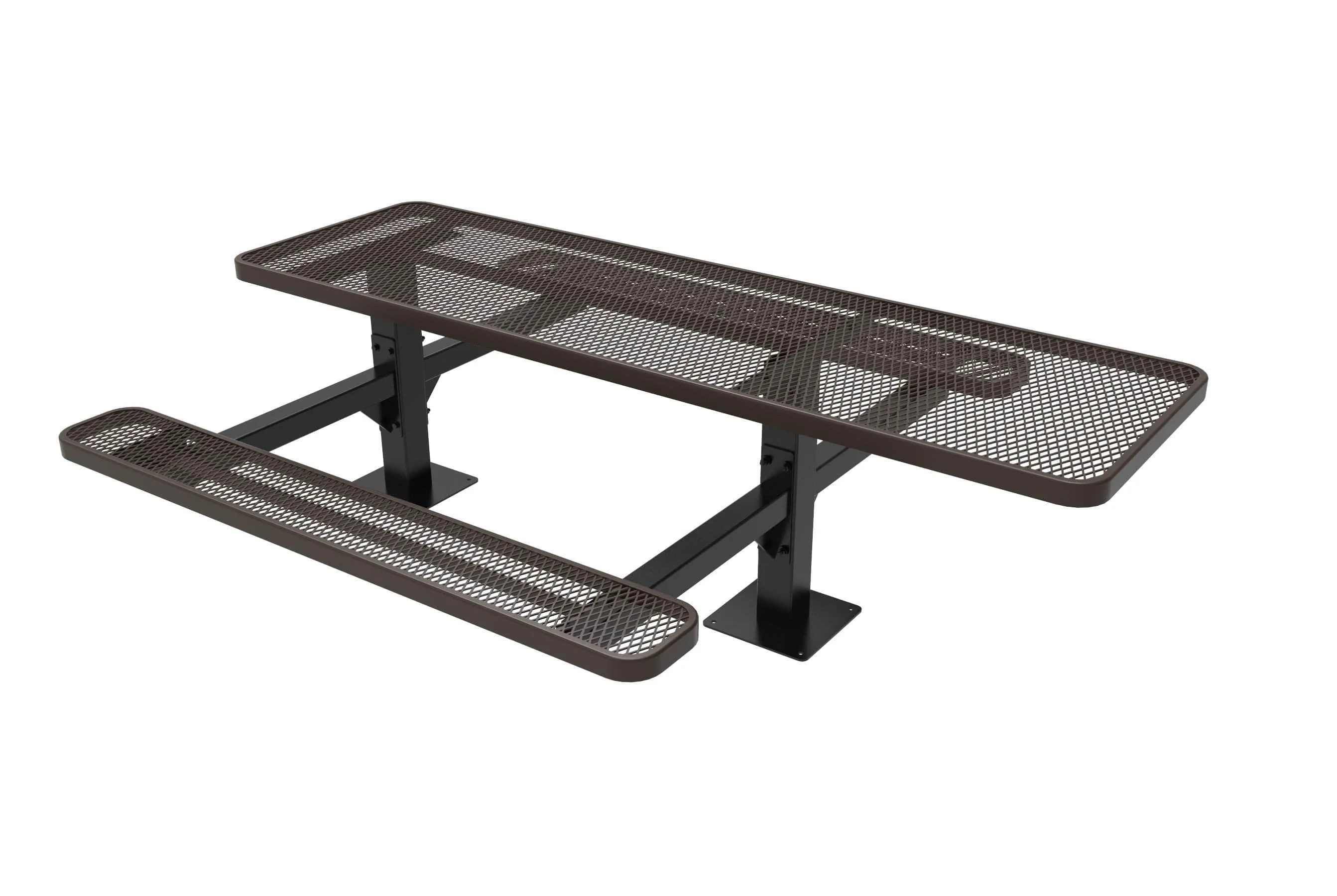 Double Pedestal Rectangular Picnic Table - Diamond Pattern - Surface Mount - 8 Ft.