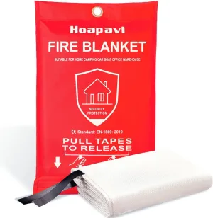 Emergency Fire Blanket, 40 x 40 Fire Blanket for Home and Kitchen, Fiberglass Fire Blankets for Camping Car Boat Office Warehouse Fire Safety, Quickly Suppresses The Spread of Fire