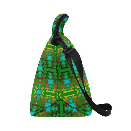 Fire Colors and Sky Green Neoprene Lunch Bag/Large