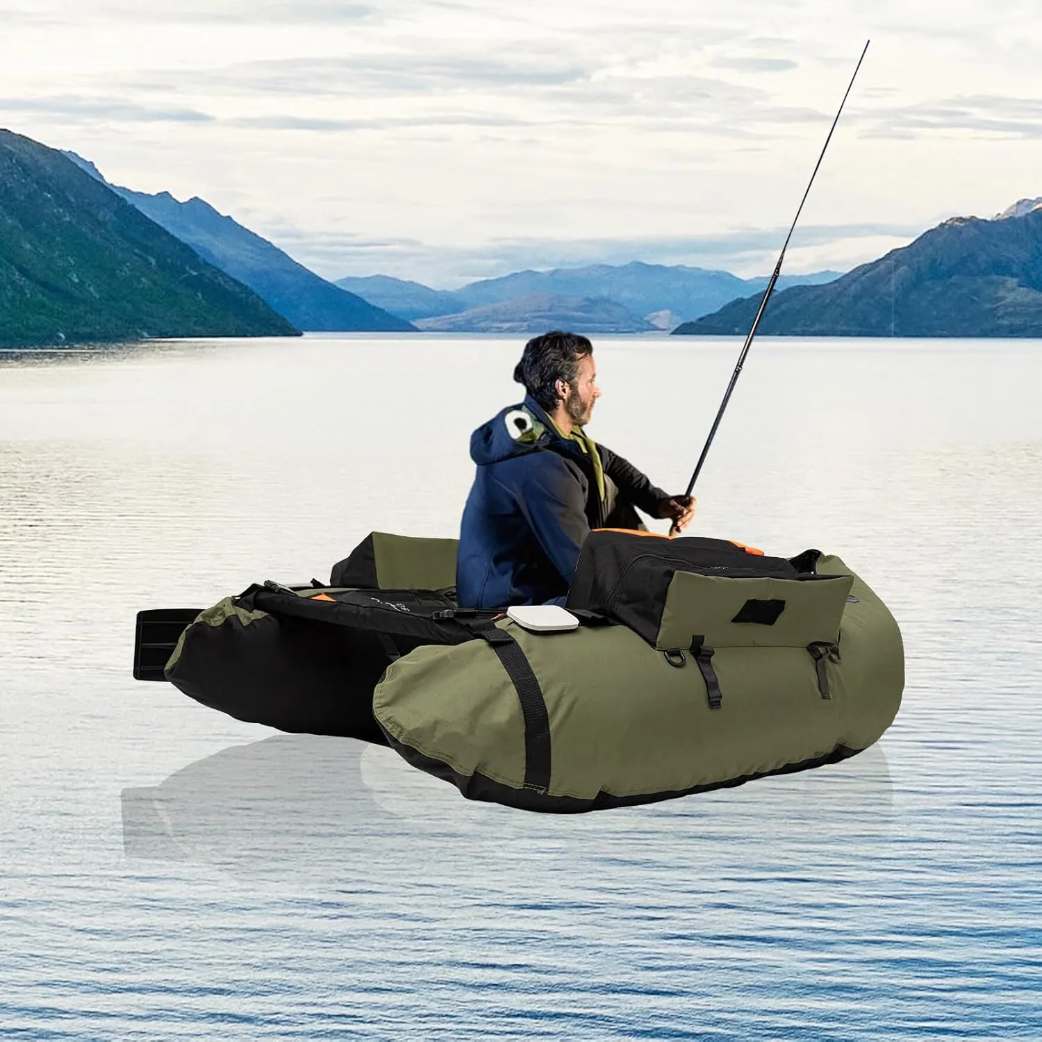 Float Tubes for Fishing with Pump, Oxford Cloth Inflatable Fishing Float Tube Fishing Raft Belly Boat,286.6 lbs Strong Load Capacity Waterproof for Fishing & Angling