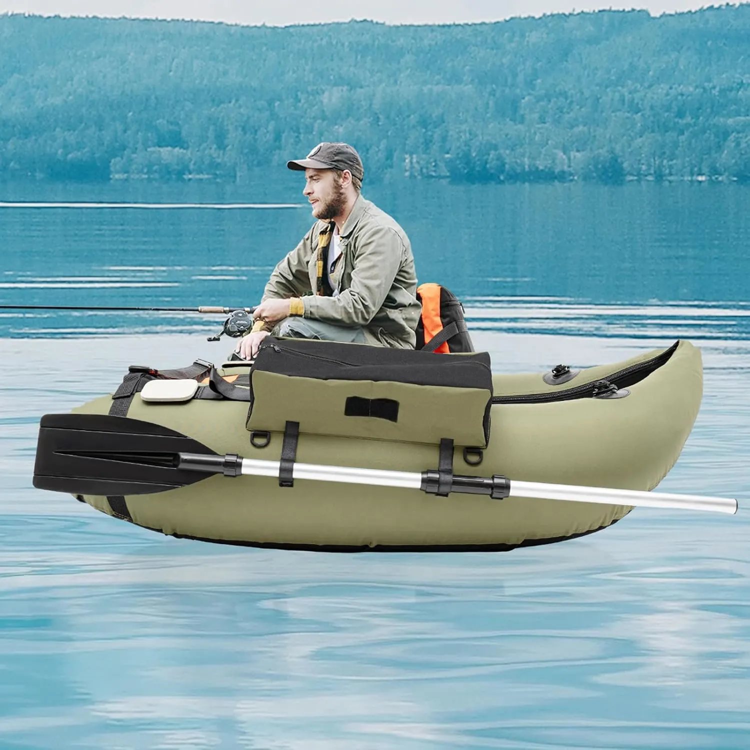 Float Tubes for Fishing with Pump, Oxford Cloth Inflatable Fishing Float Tube Fishing Raft Belly Boat,286.6 lbs Strong Load Capacity Waterproof for Fishing & Angling