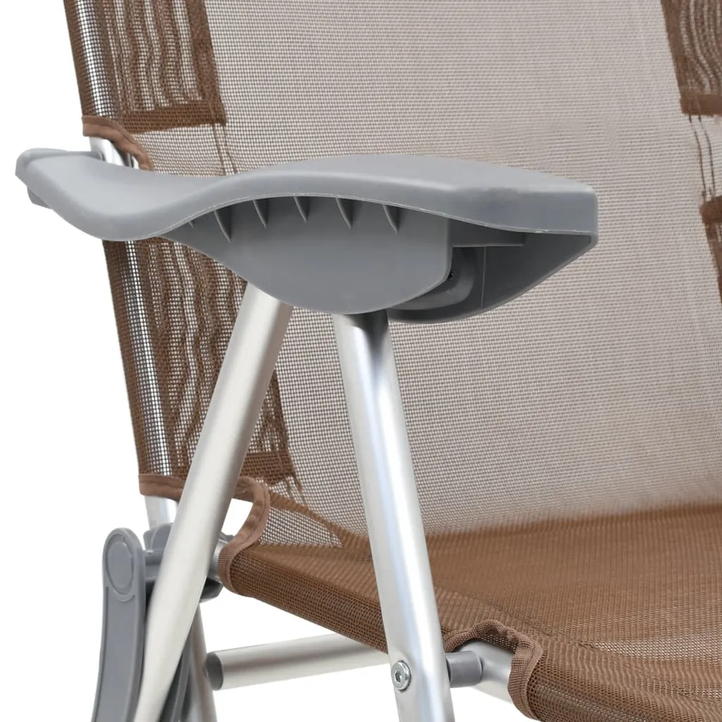 Folding Camping Chairs with Footrests 2 pcs Brown Textilene