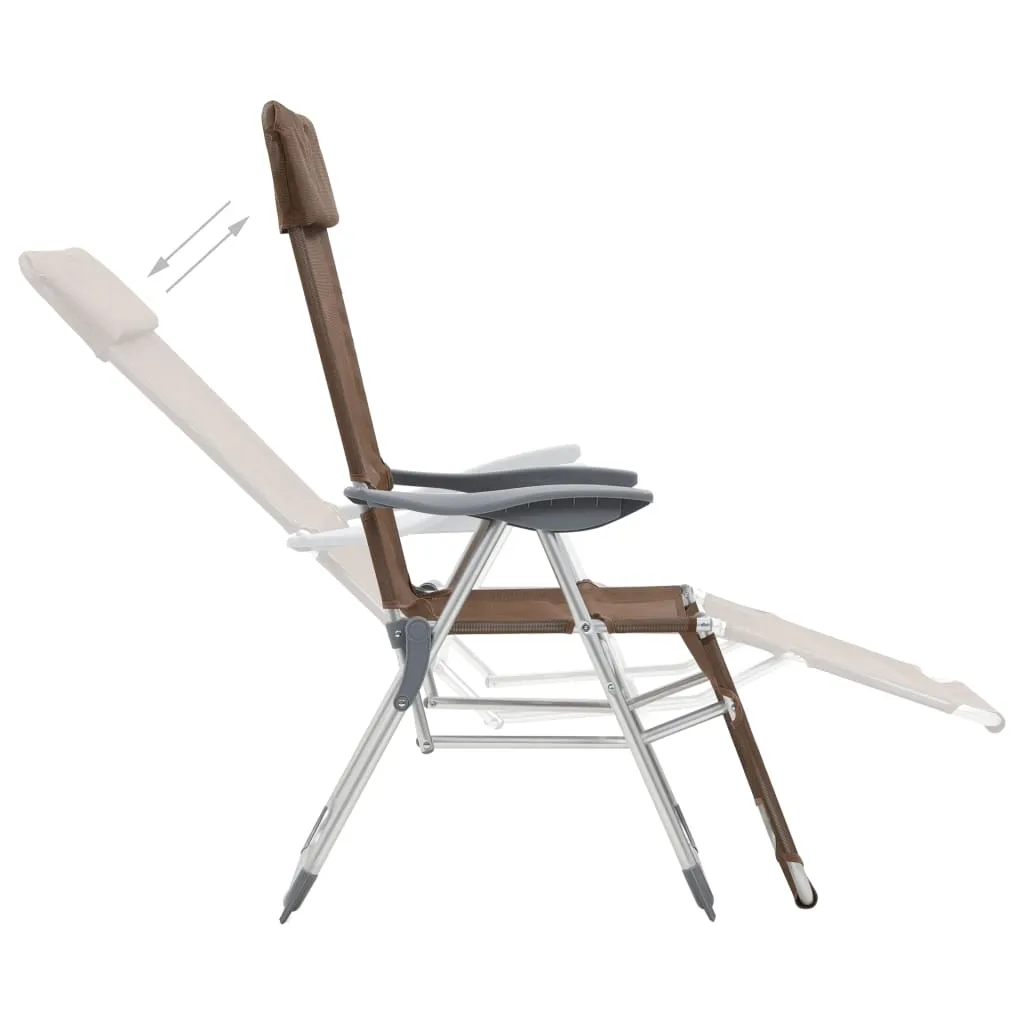 Folding Camping Chairs with Footrests 2 pcs Brown Textilene