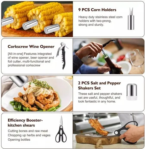 GOUTDOORS Outdoor Stainless Steel Barbeque BBQ Grilling Tools Set