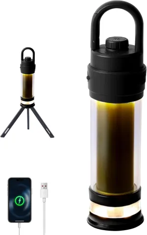 Hanging LED Camping Light with Stand, 4 Modes Dimmable Camp Lamp with Type-C Rechargeable, 4500mAh Tent Ambient Lantern for Outdoor Hiking,Glamping,Emergency(Black)