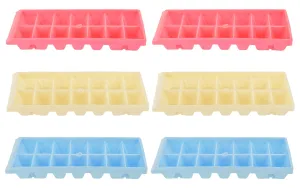 Heart Home Plastic Ice Cube Tray Set with 14 Section- Pack of 6 (Cream & Pink & Blue)-HS43HEARTH25797