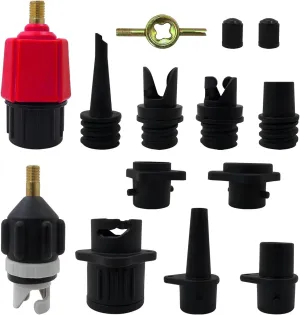 Inflatable SUP Pump Adaptor, Paddle Board SUP Valve Adapter with 9 Standard Conventional Air Pump Nozzles for Inflatables SUP Inflator Adapter Inflatable Boat Paddle Board SUP Board