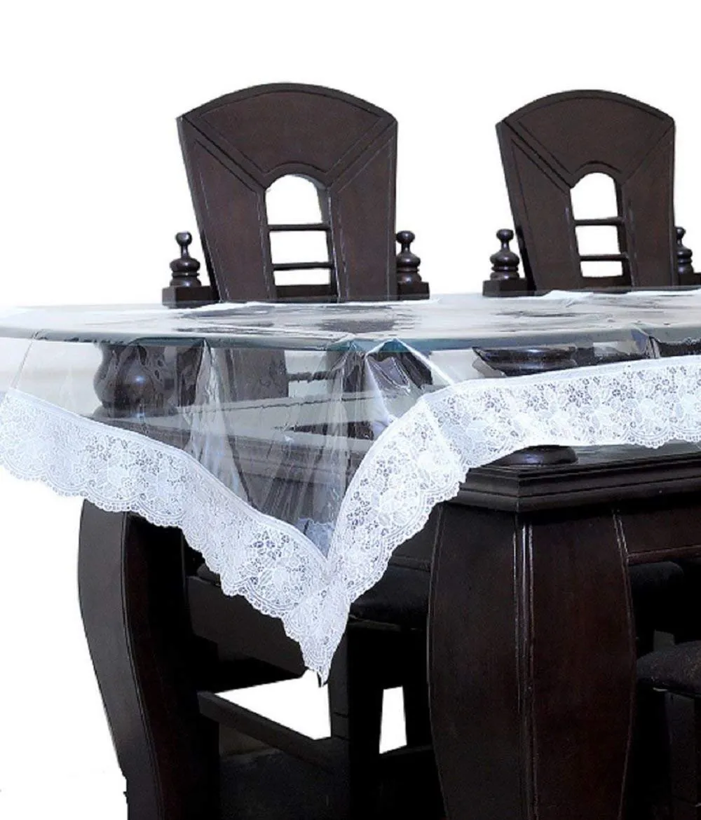 Kuber Industries Dining Table Cover 6 Seater|Table Cloth|Table Cover for Home, Restaurant|Silver