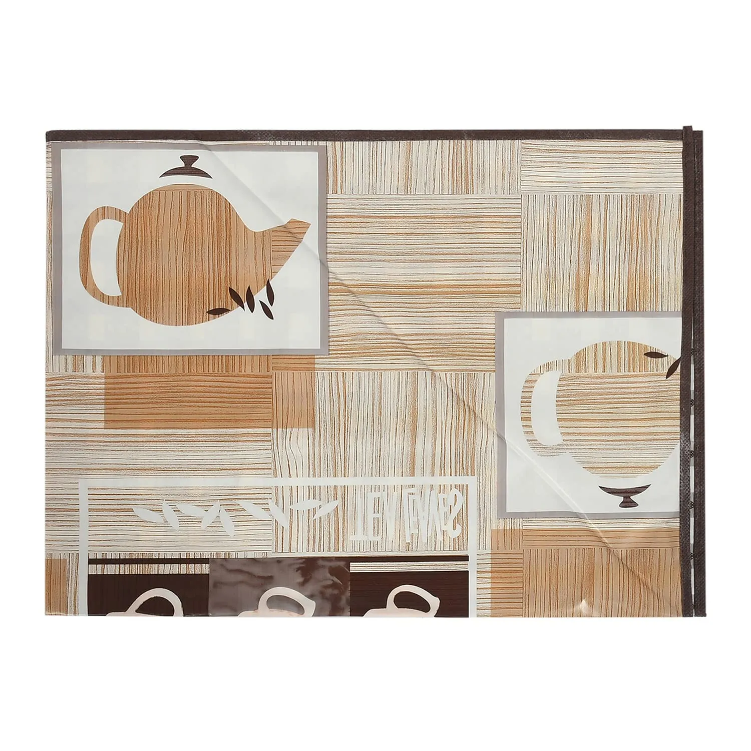 Kuber Industries Kettle Print PVC Center Table Cover/Table Cloth for Home Decorative Luxurious 4 Seater, 60"x36" (Cream) 54KM4265