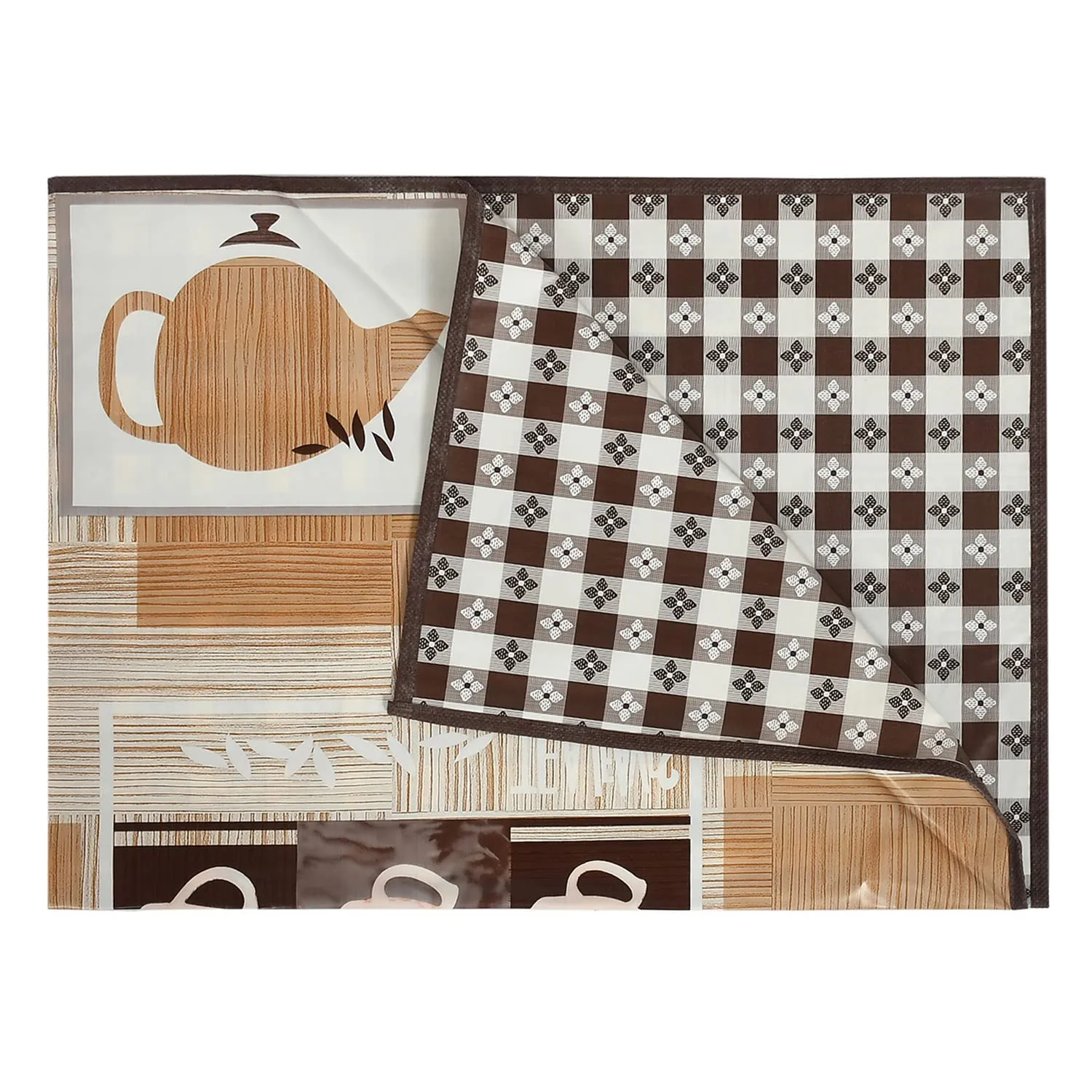 Kuber Industries Kettle Print PVC Center Table Cover/Table Cloth for Home Decorative Luxurious 4 Seater, 60"x36" (Cream) 54KM4265