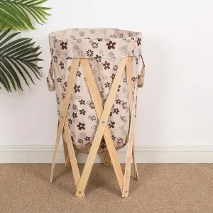 Kuber Industries Laundry Basket With Foldable Wooden Stand|Stylish Laundry Hamper, Organizer|Idol For Home D?cor, Storing Dirty Clothes, Toys (Multicolor)