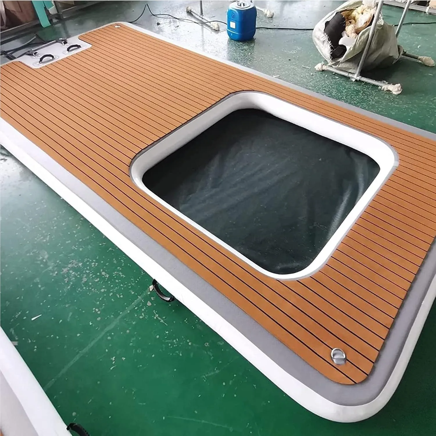 Lake Inflatable Floating Dock,Fishing Pontoon Rafting Platform,Water Inflatable Floating Dock with Non-Slip Mat,Portable Floating Island Raft (4 * 1.5m)