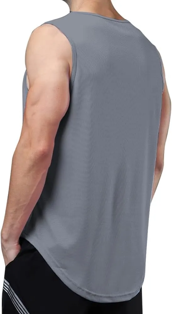 meioro Men's Workout Tank Top Mesh Sleeveless Gym Muscle T Shirts Quick Dry Bodybuilding Shirt Summer Athletic Tank Tops