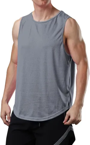 meioro Men's Workout Tank Top Mesh Sleeveless Gym Muscle T Shirts Quick Dry Bodybuilding Shirt Summer Athletic Tank Tops