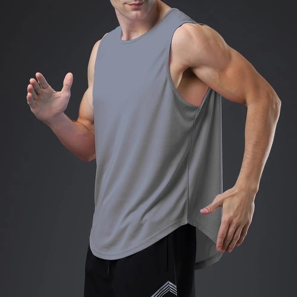 meioro Men's Workout Tank Top Mesh Sleeveless Gym Muscle T Shirts Quick Dry Bodybuilding Shirt Summer Athletic Tank Tops