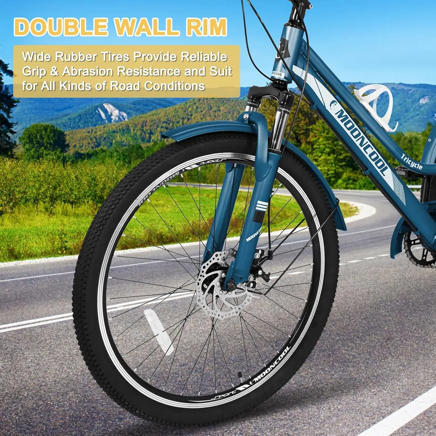 NAIZEA Adult Mountain Tricycle, 7 Speed Three Wheel Cruiser Bike, 27.5 Inch Adults Trikes with Shopping Basket, Exercise Men's Women's Tricycles, Multiple Colors